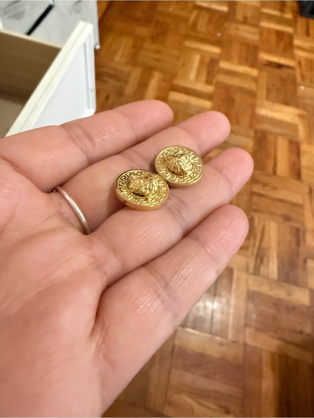 Gold Medallion Lion Stud Earrings - Women Jewelry